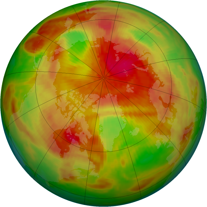 Arctic ozone map for 18 April 1991